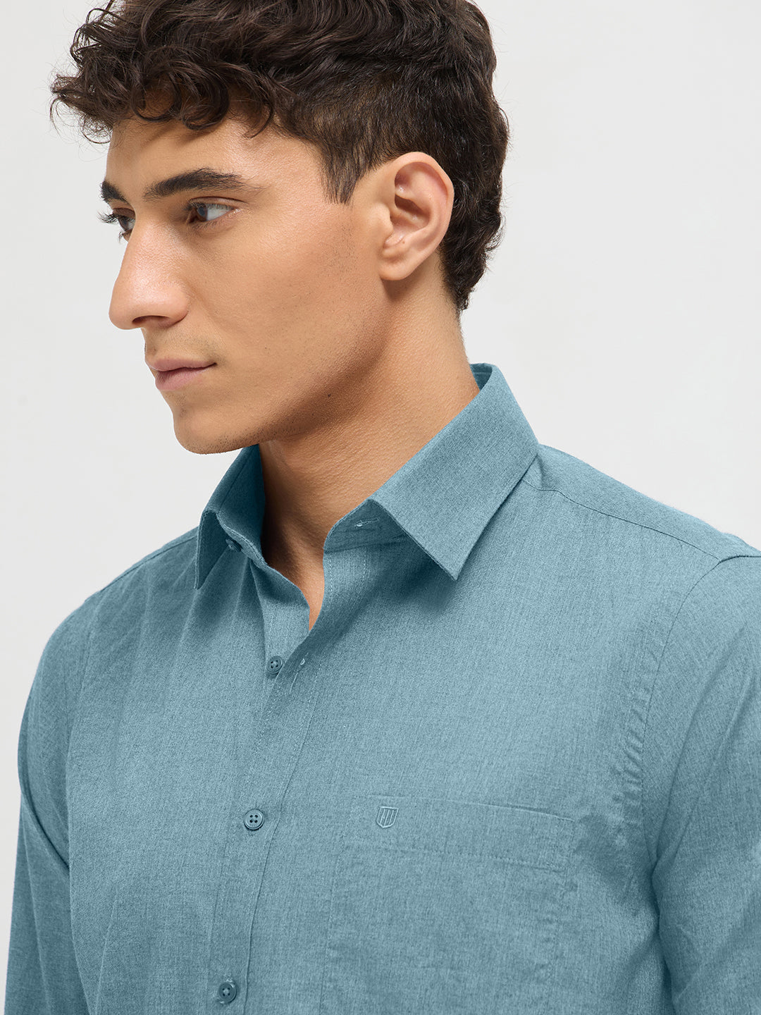 Slate Grey Solid Formal Shirt