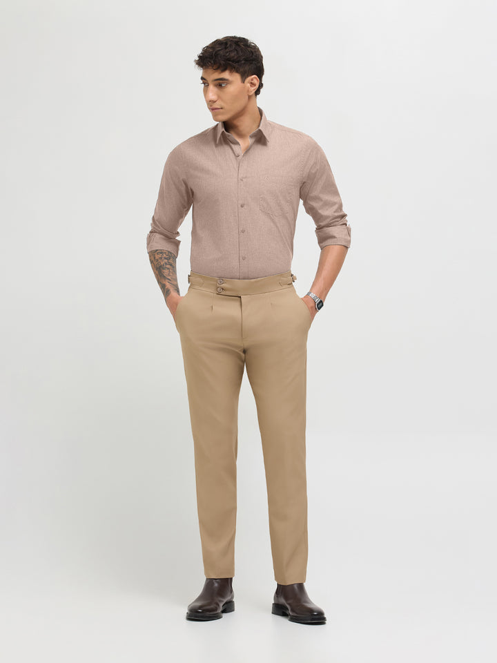 Warm Beige Solid Formal Shirt