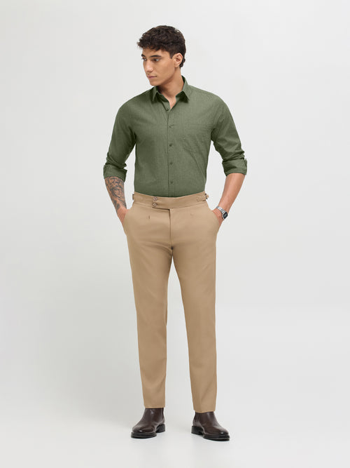 Light Olive Solid Formal Shirt