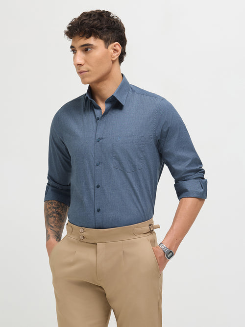 Smoke Blue Solid Formal Shirt