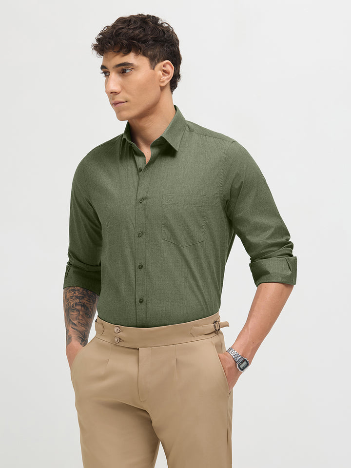 Light Olive Solid Formal Shirt
