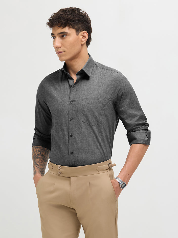 Charcoal Black Solid Formal Shirt