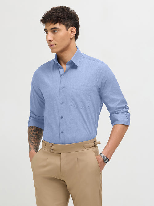 Light Blue Grey Solid Formal Shirt