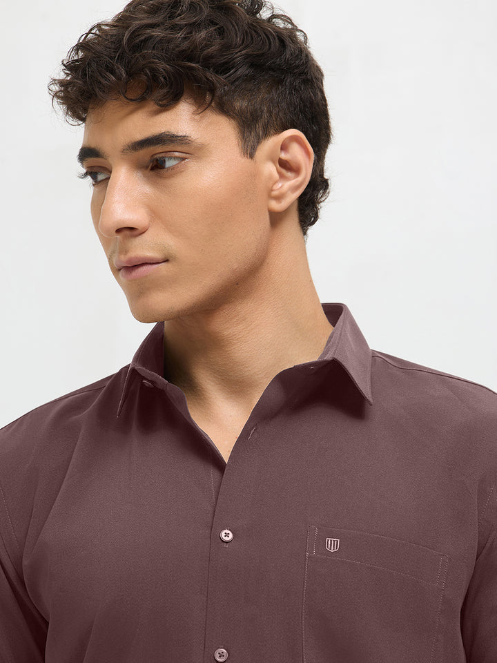 Purple Taupe Solid Formal Shirt