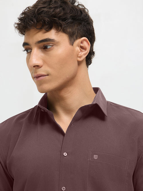 Purple Taupe Solid Formal Shirt