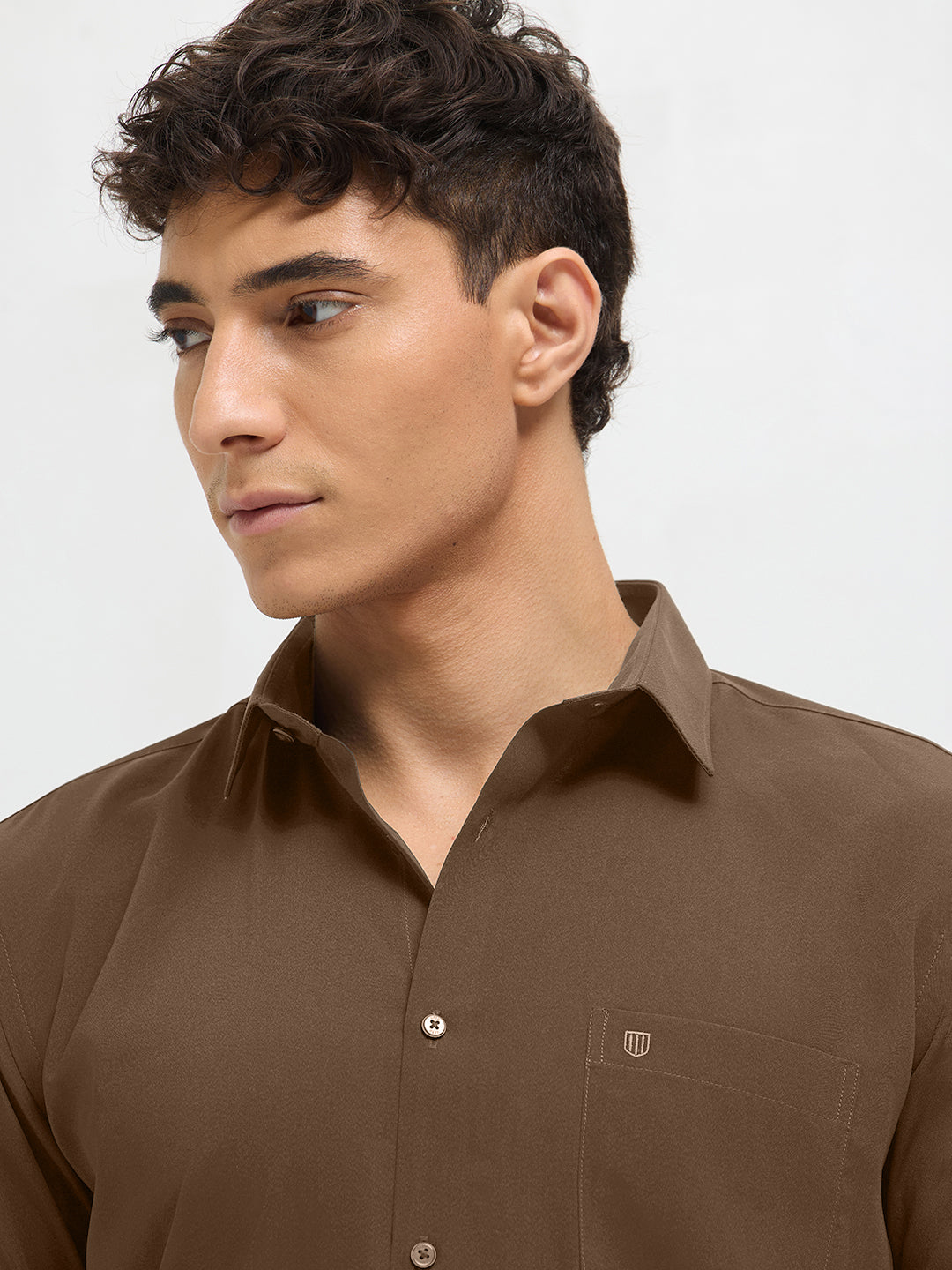Chocolate Brown Solid Formal Shirt