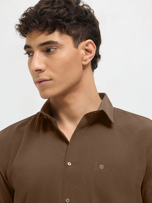 Chocolate Brown Solid Formal Shirt