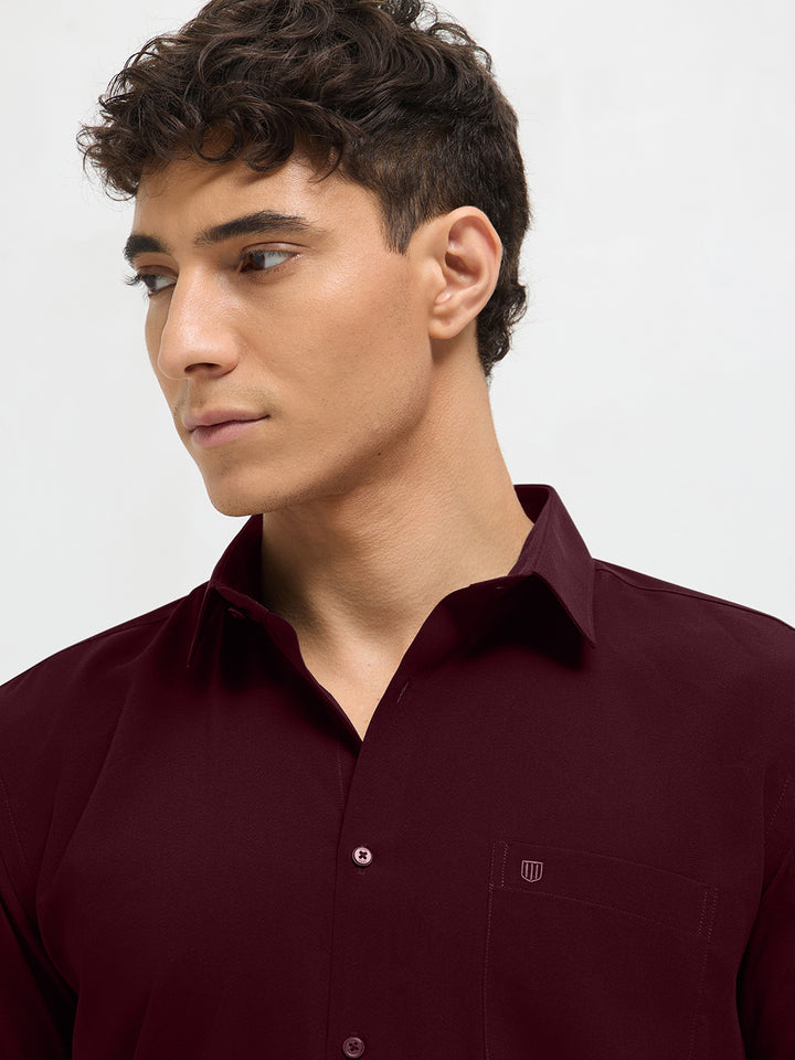 Burnt Brick Solid Formal Shirt