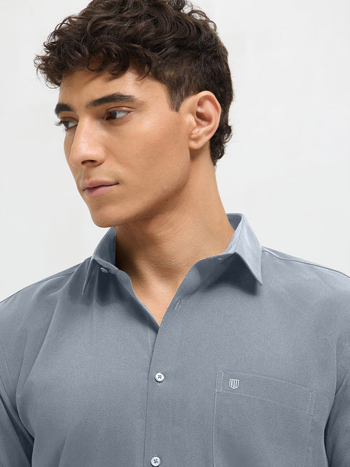Slate Blue Solid Formal Shirt