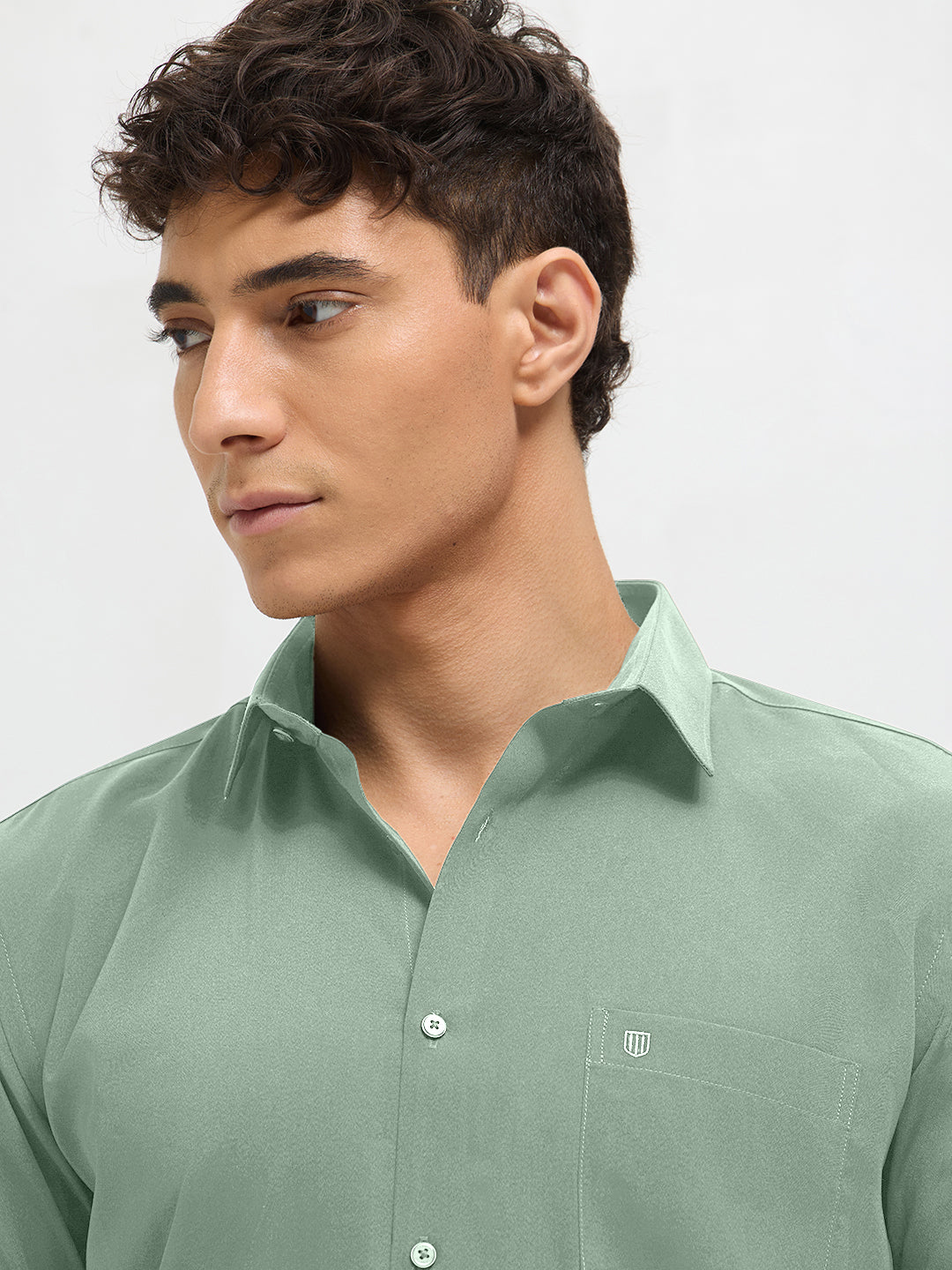 Light Dusky Teal Solid Formal Shirt
