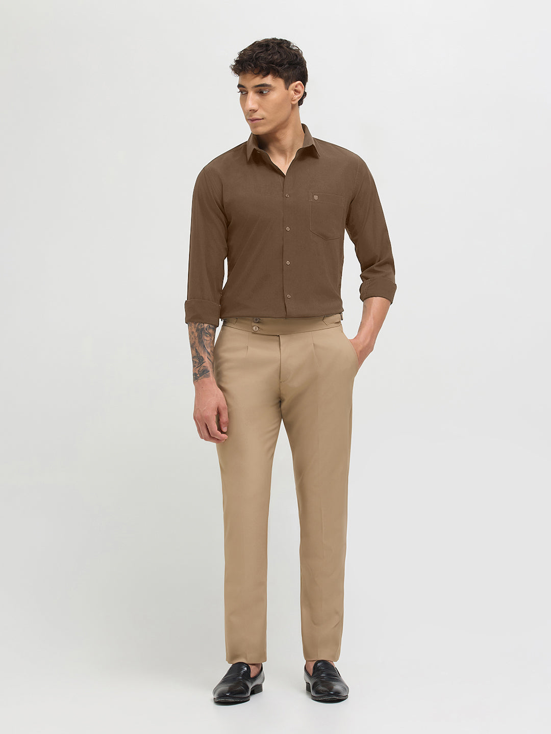 Chocolate Brown Solid Formal Shirt