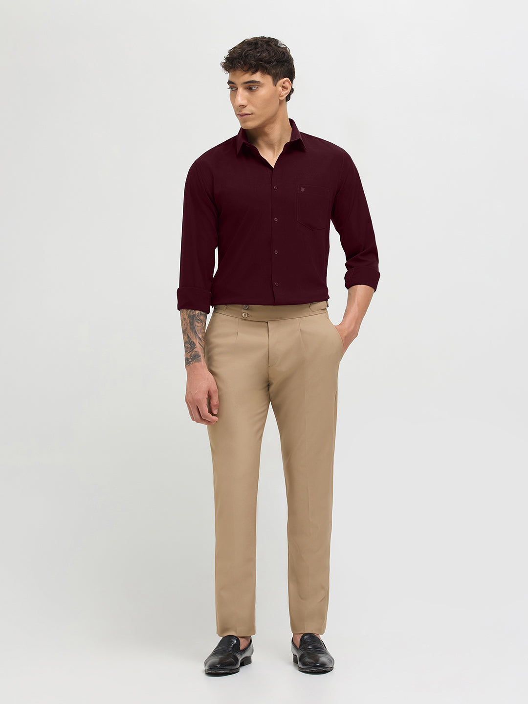 Burnt Brick Solid Formal Shirt