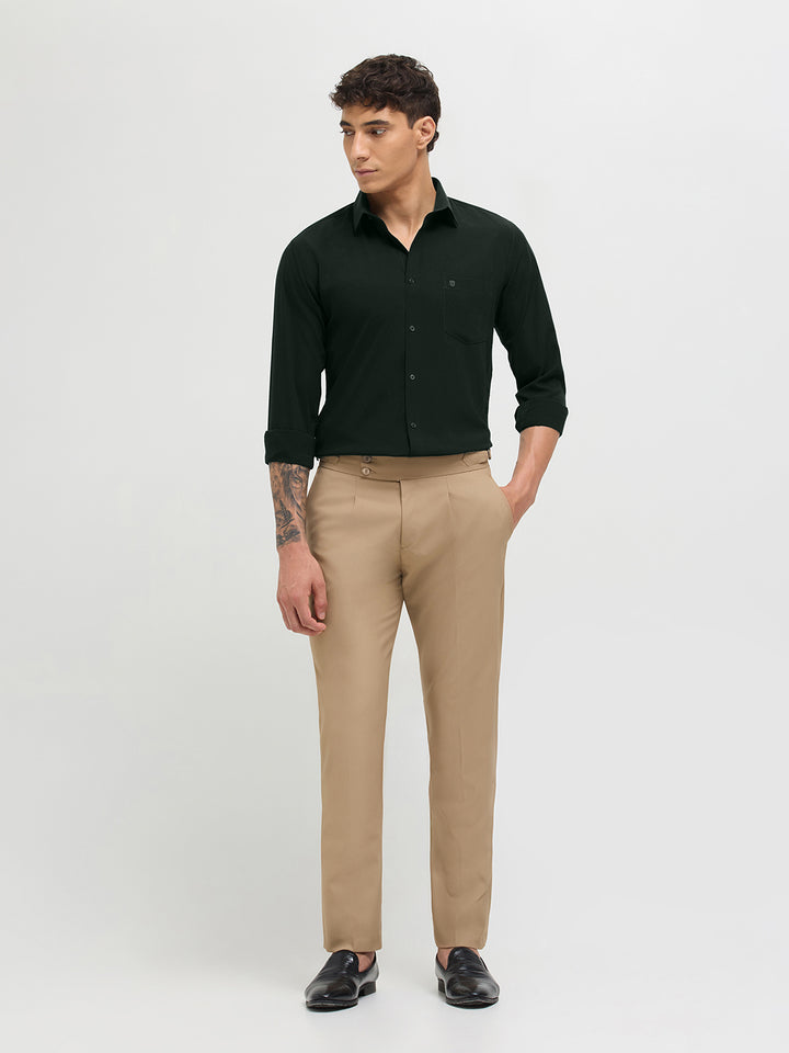 Deep Olive Solid Formal Shirt