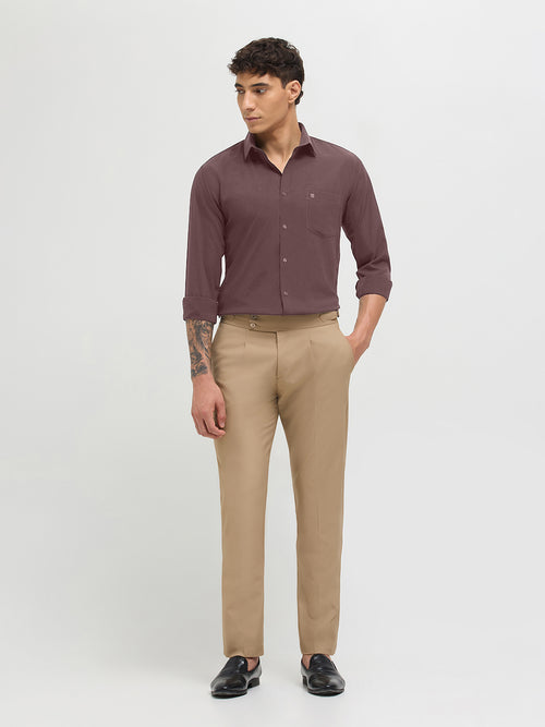 Purple Taupe Solid Formal Shirt