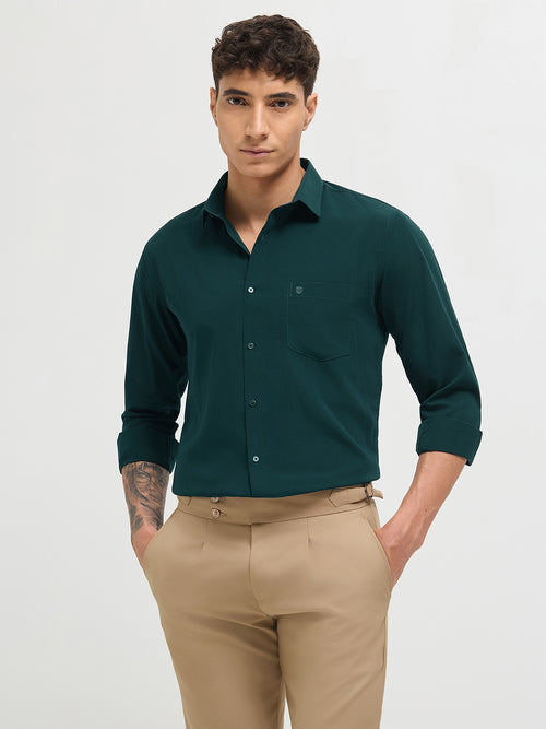 Dark Sage Green Solid Formal Shirt