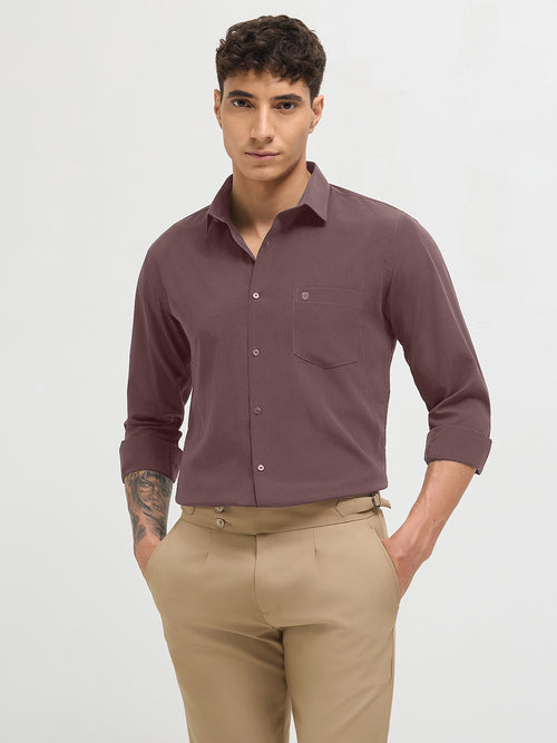Purple Taupe Solid Formal Shirt