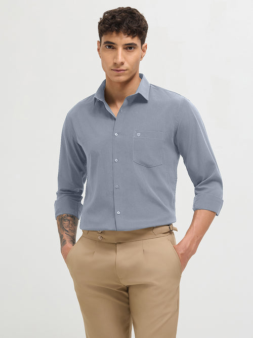 Slate Blue Solid Formal Shirt