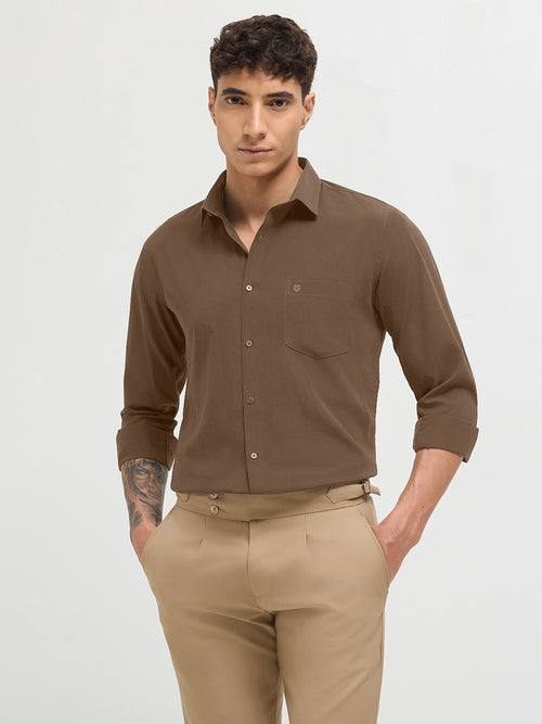 Chocolate Brown Solid Formal Shirt