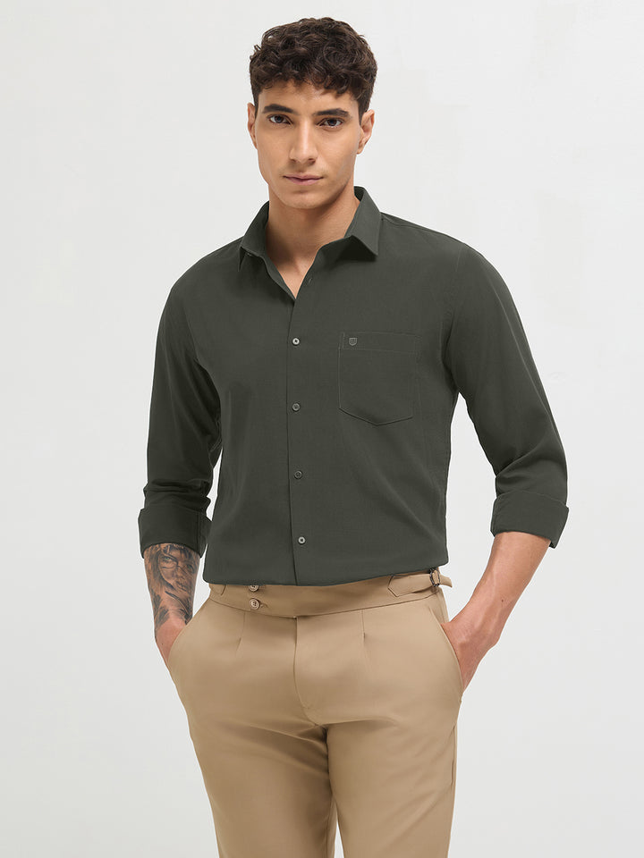 Earthy Khaki Solid Formal Shirt
