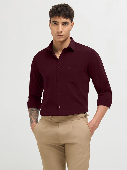 Burnt Brick Solid Formal Shirt