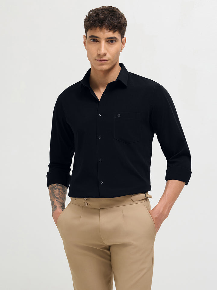 Deep Black Solid Formal Shirt