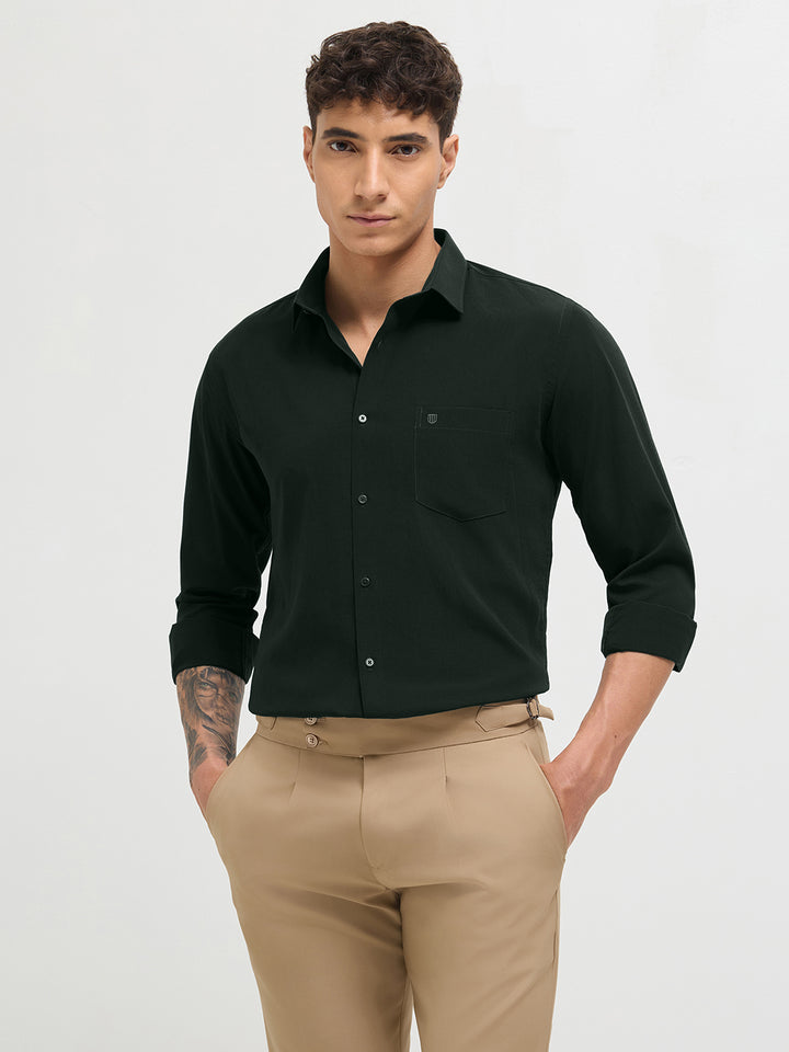 Deep Olive Solid Formal Shirt