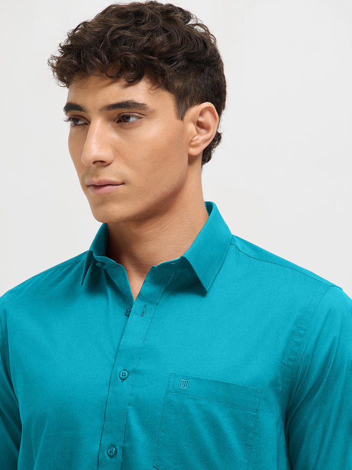 Tropical Blue Solid Formal Shirt