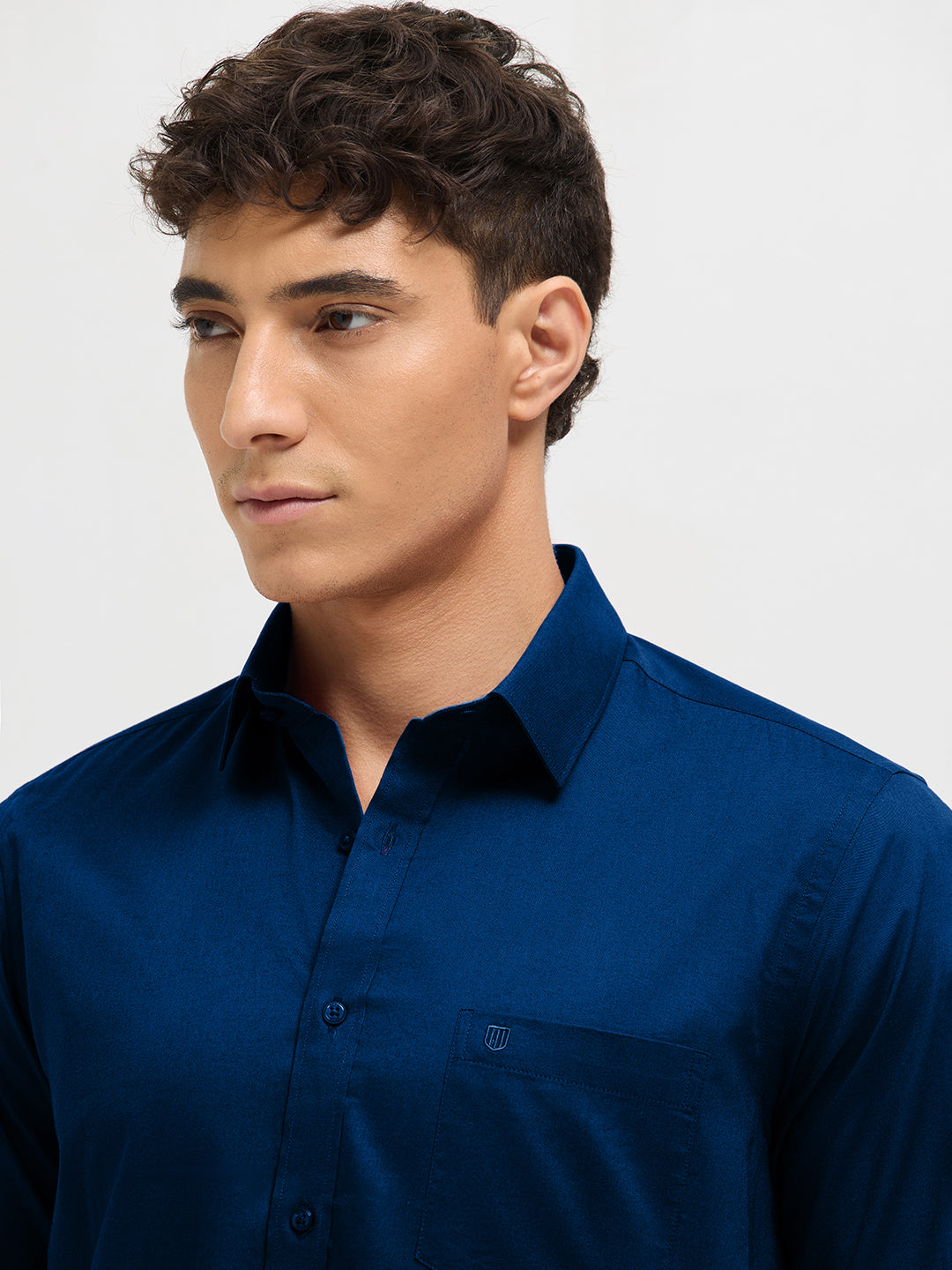 Steel Blue Solid Formal Shirt