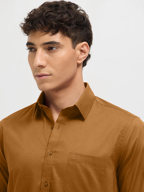 Golden Mustard Solid Formal Shirt