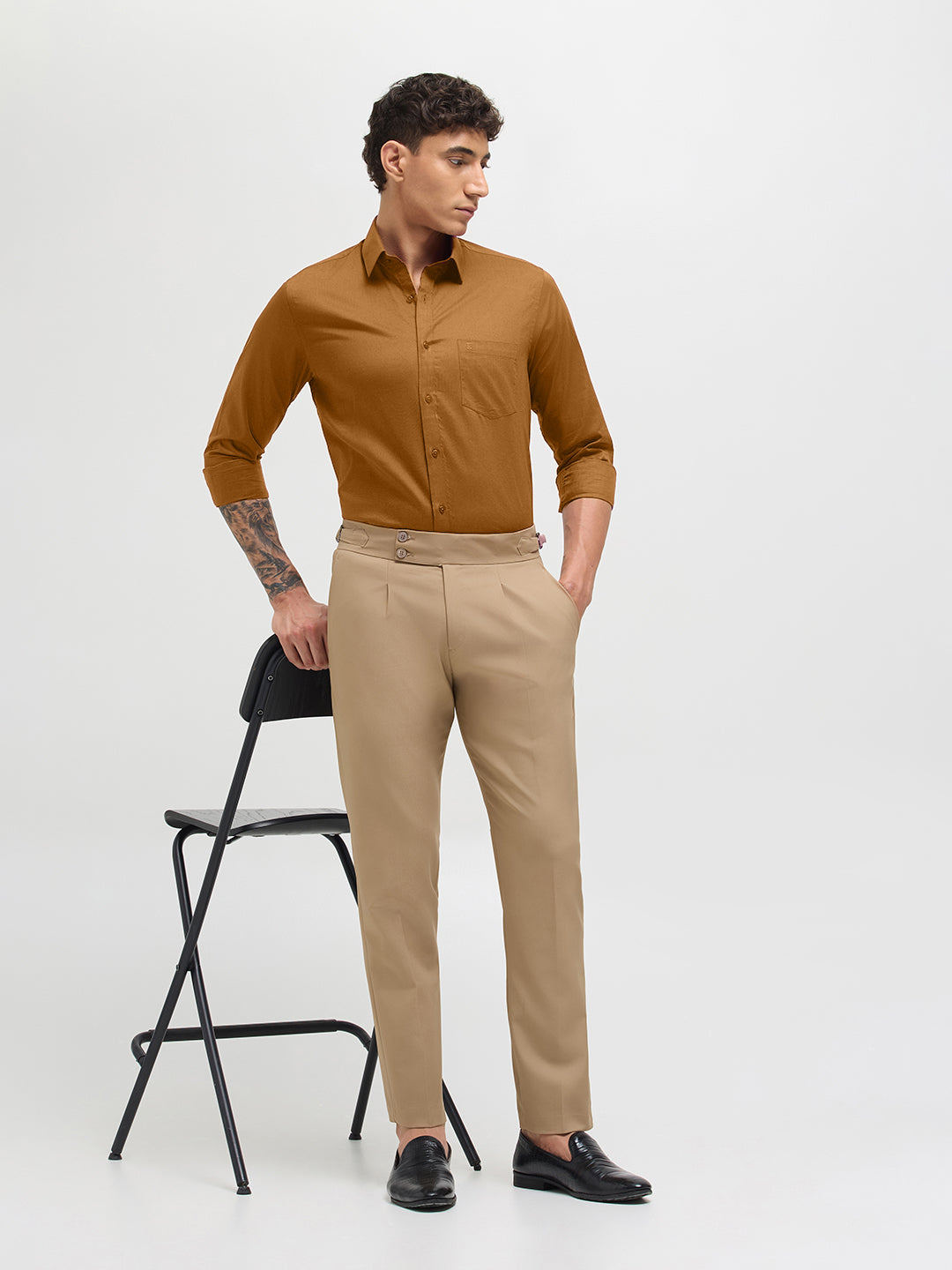Golden Mustard Solid Formal Shirt