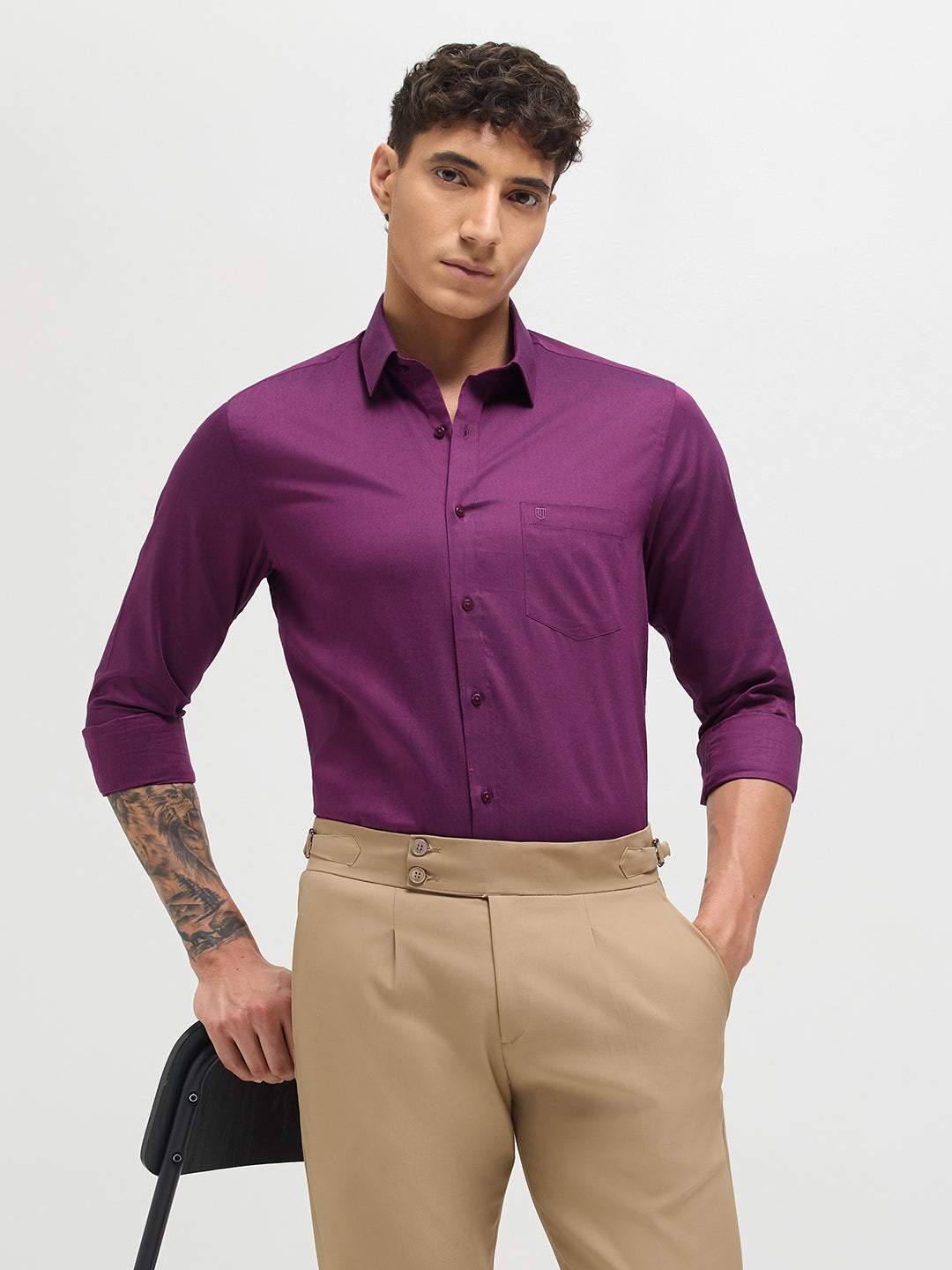 Crimson Rose Solid Formal Shirt