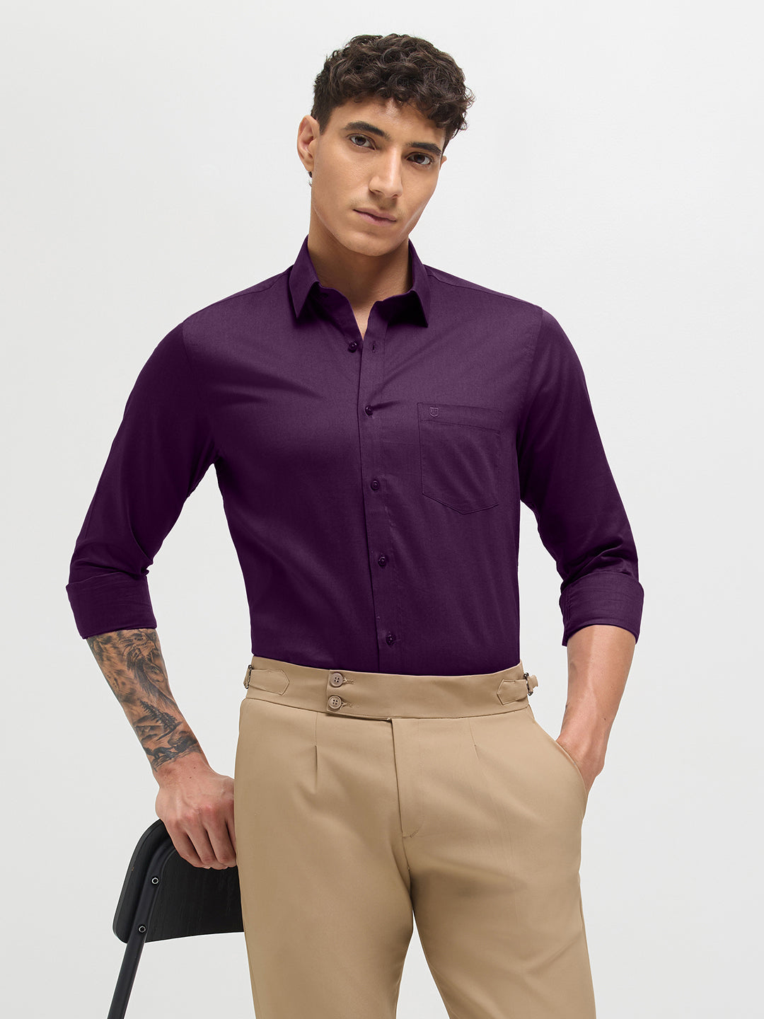 Royal Purple Solid Formal Shirt