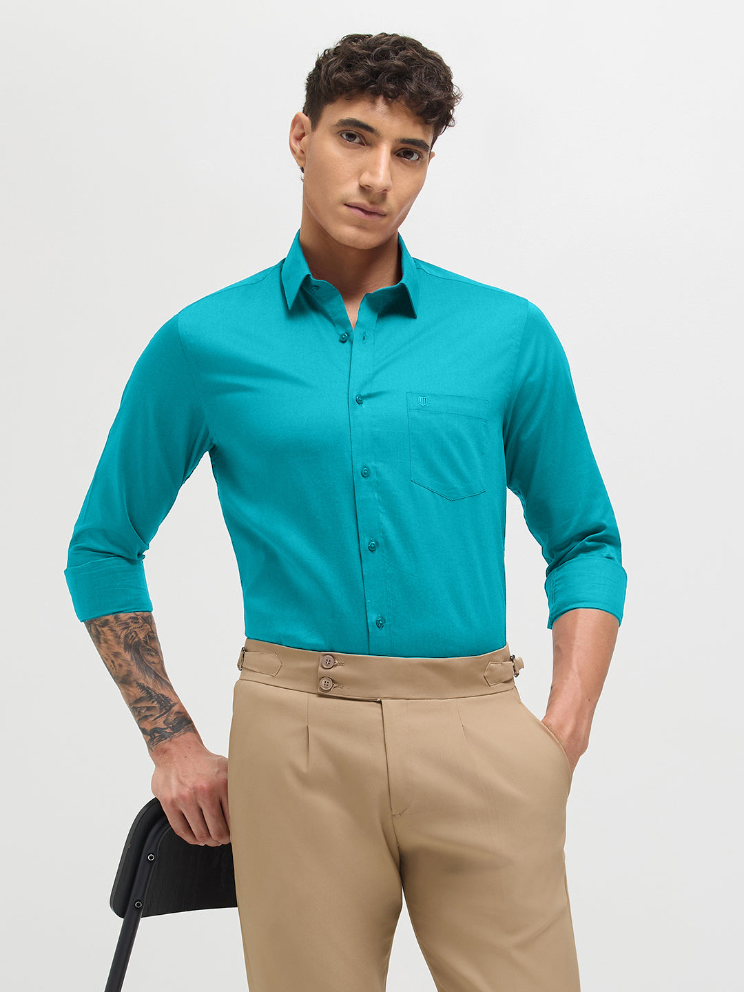Tropical Blue Solid Formal Shirt