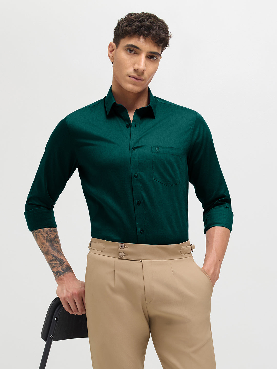 Ocean Teal Solid Formal Shirt