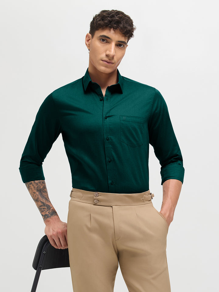 Ocean Teal Solid Formal Shirt