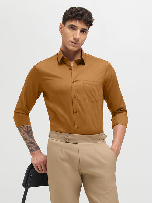 Golden Mustard Solid Formal Shirt