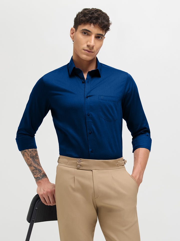 Steel Blue Solid Formal Shirt
