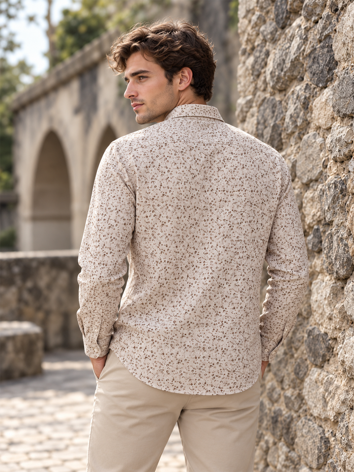 Dusty Beige Mini Abstract Spot Printed Casual Shirt