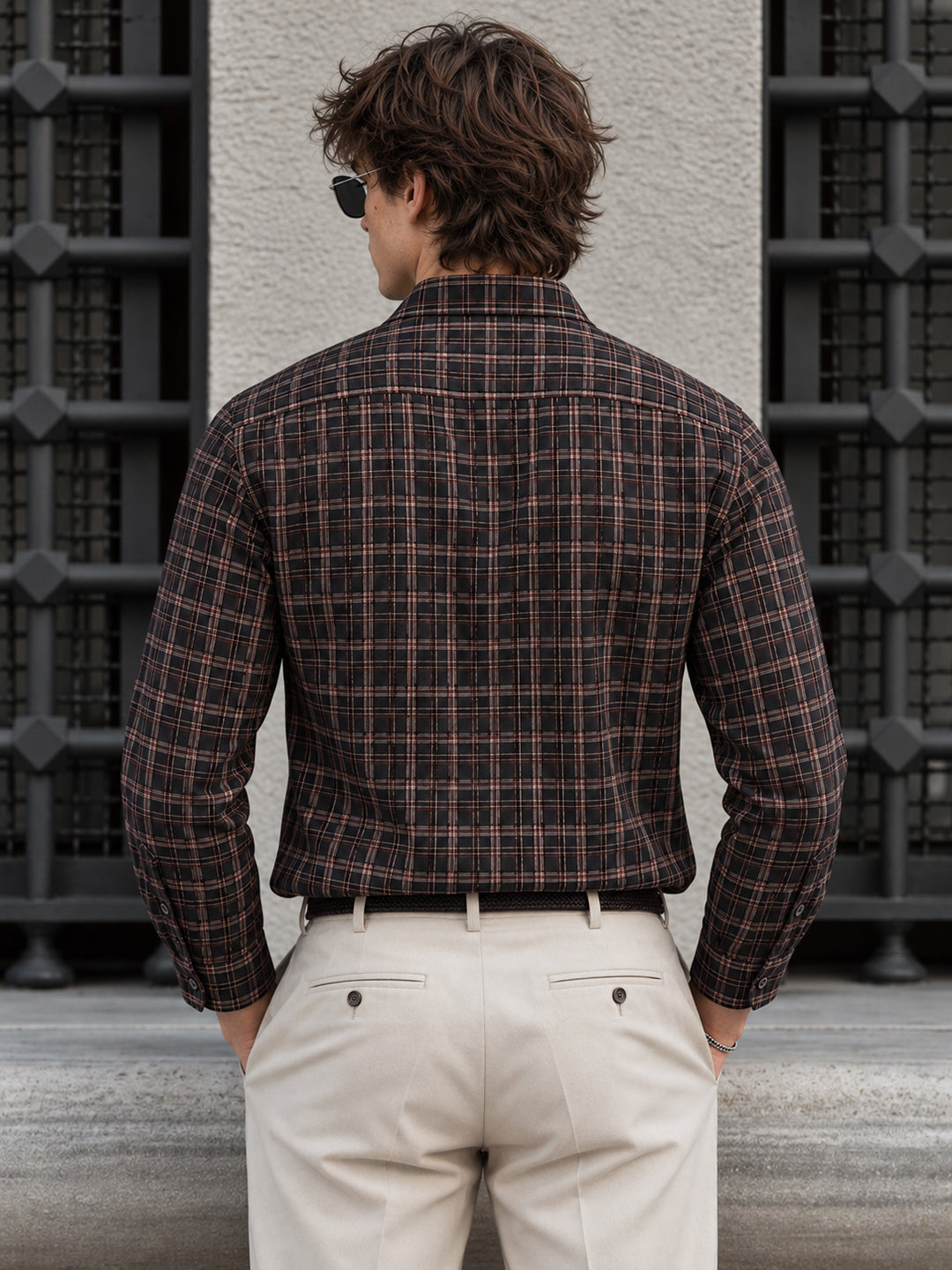 Brown and Black Checkered Formal Shirt