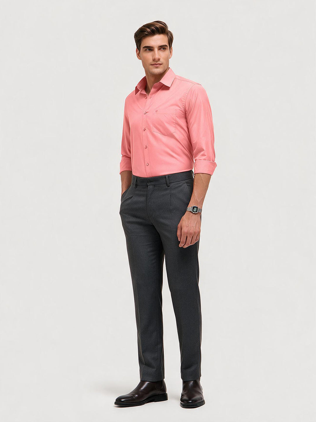 Deep Peach Solid Formal Shirt