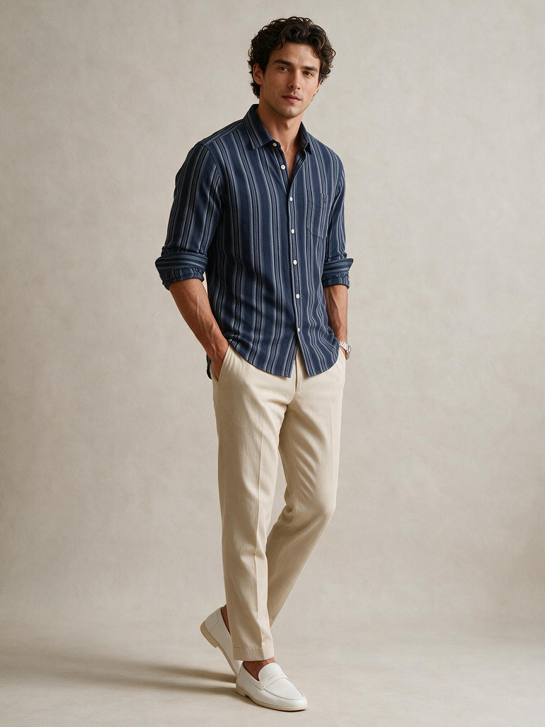 Blue Graphite Stripes Casual Shirt