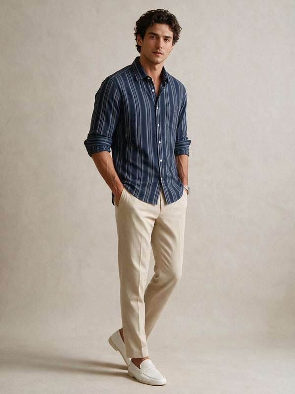 Blue Graphite Stripes Casual Shirt