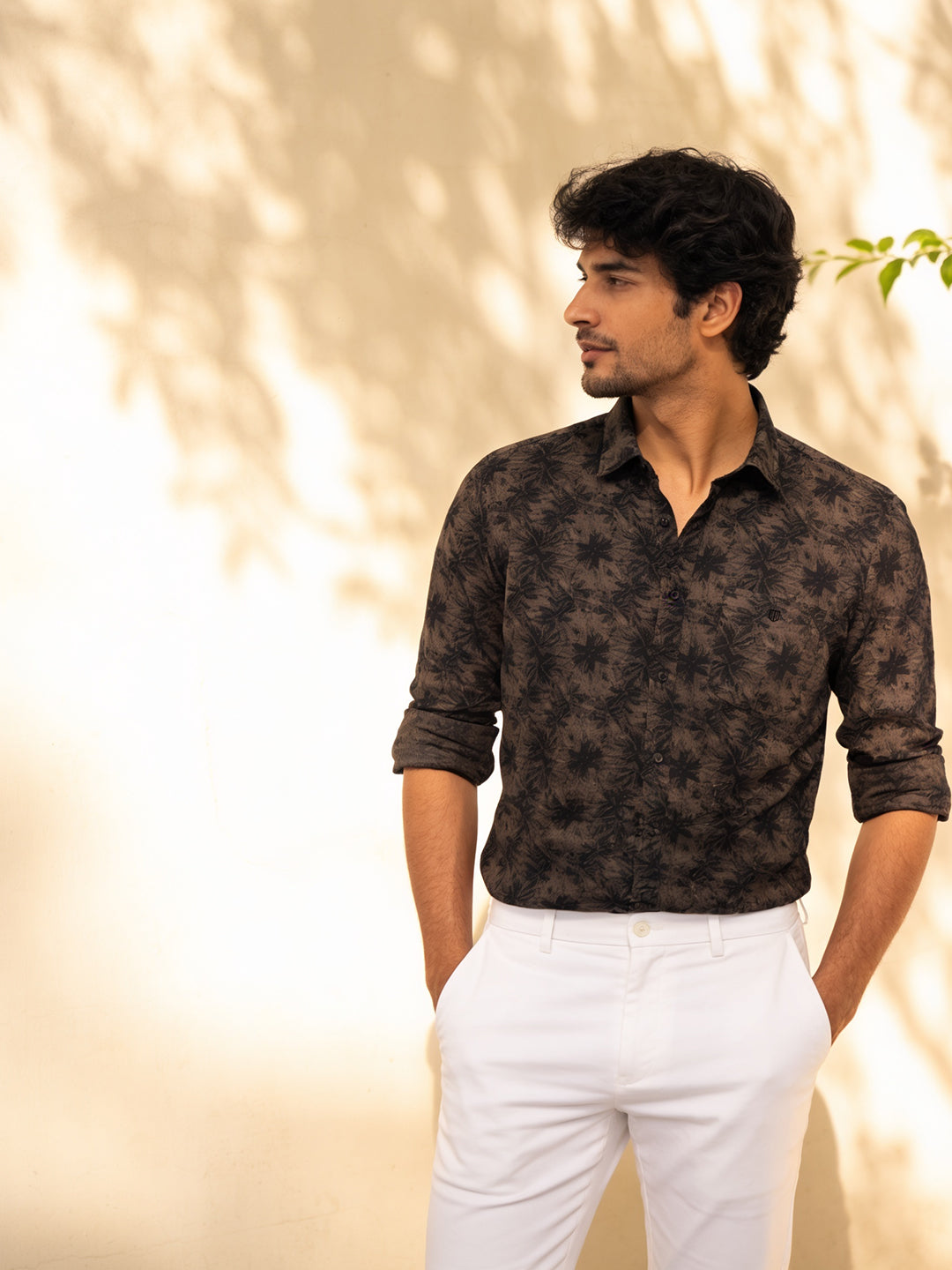 Slate Charcoal Abstract Printed Casual Shirt