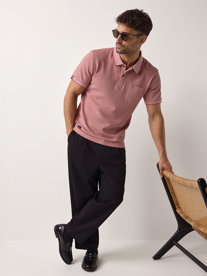 Muted Pink Solid Polo T Shirt
