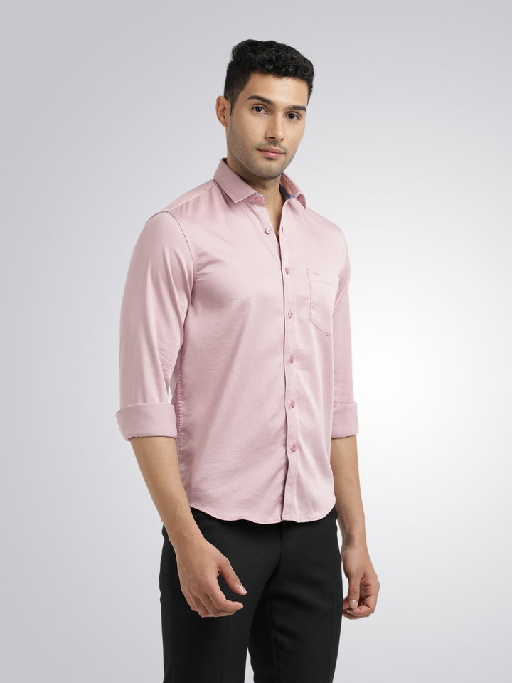 Dusty Pink Satin Solid Shirt