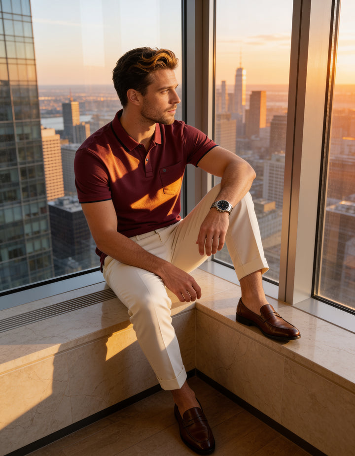 Maroon Solid Polo T Shirt