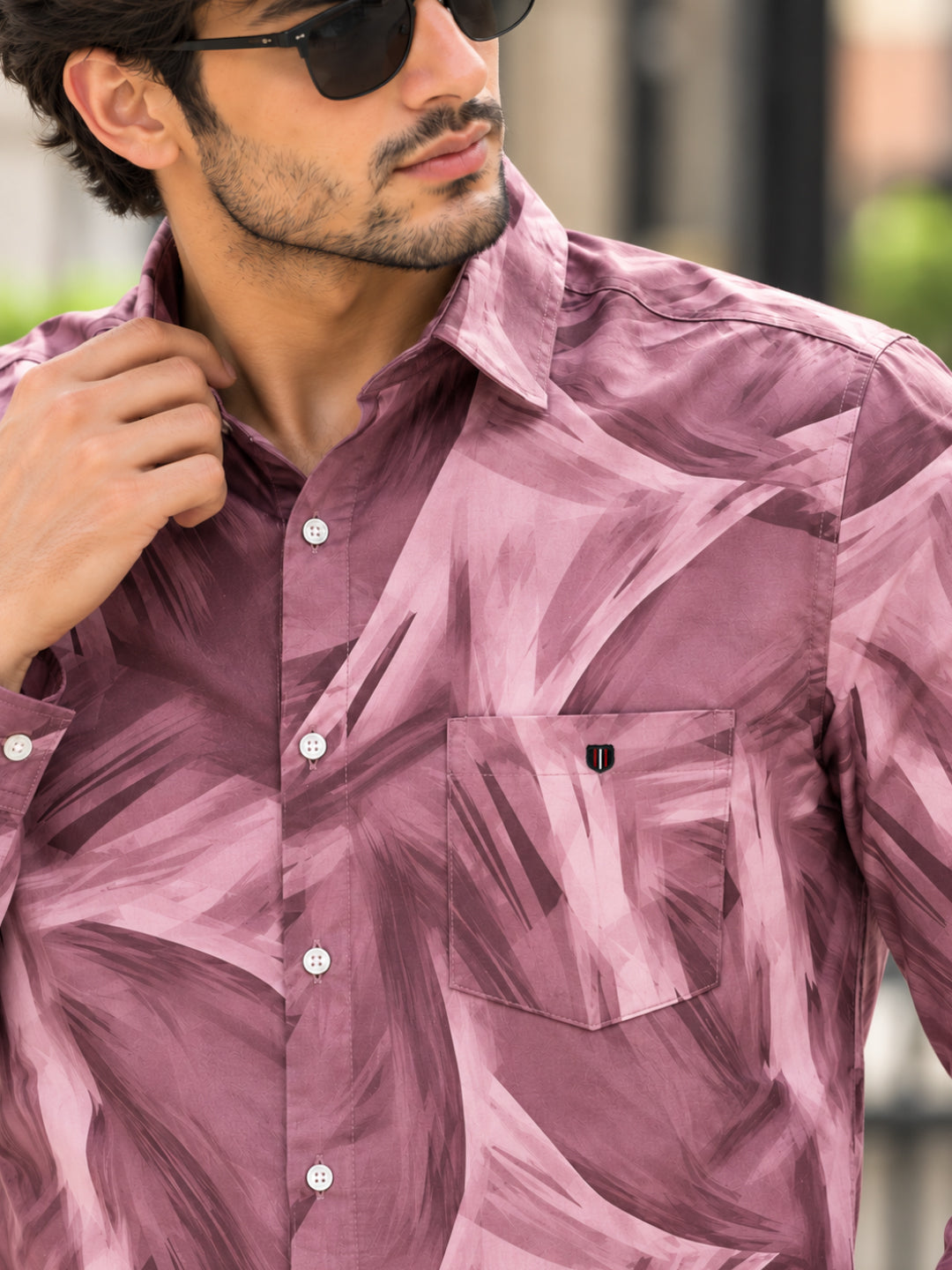 Dusty Rose Mavue Abstract Printed Casual Shirt