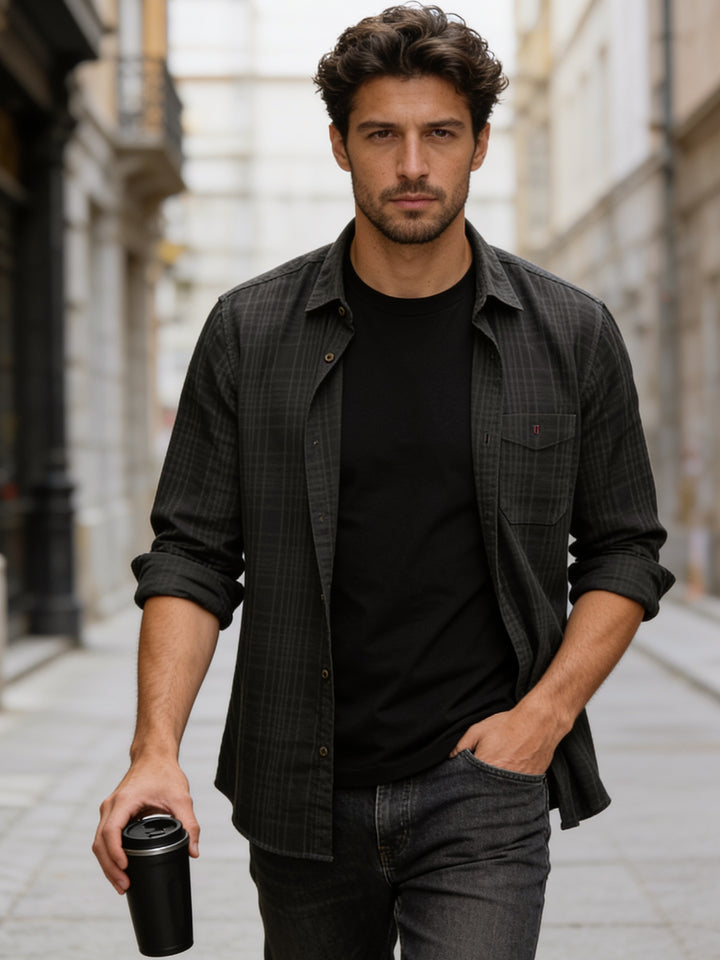 Camo Olive Checked Casual Shirt