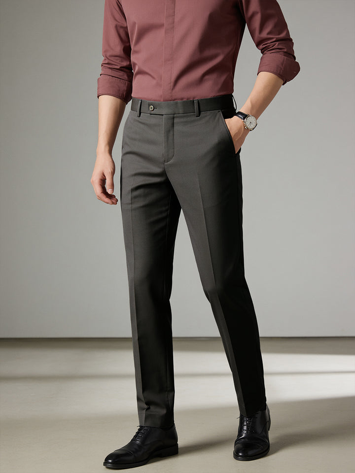 Taupe Olive Solid Formal Trousers