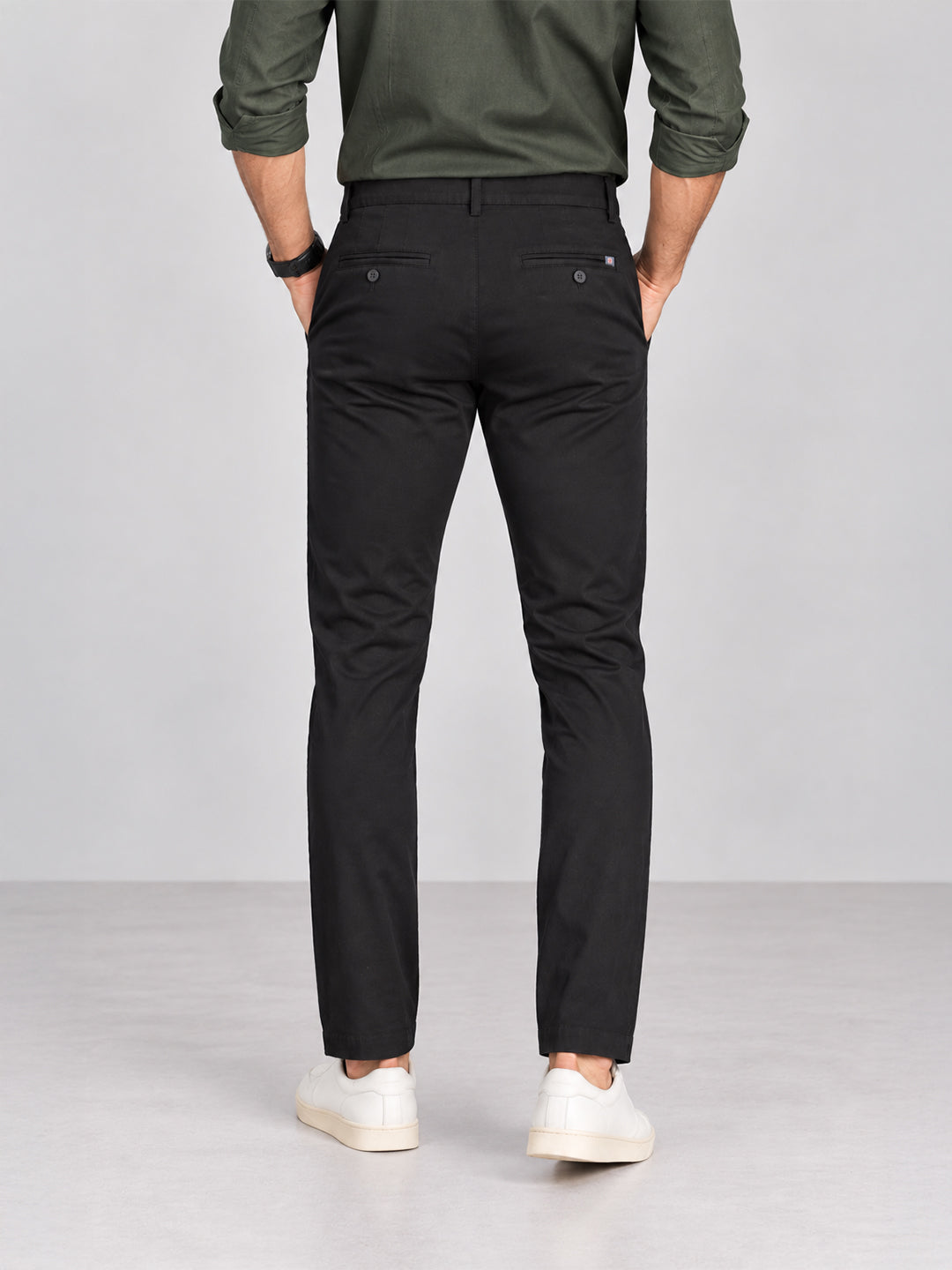 Dark Black Solid Casual Trousers